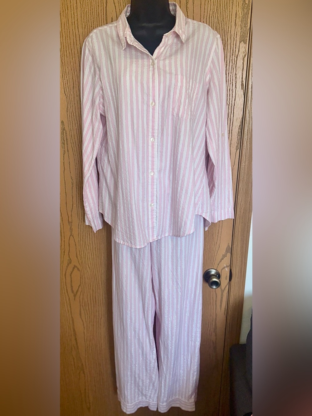 Victoria's Secret Women’s Pink & White Striped Pajama Set